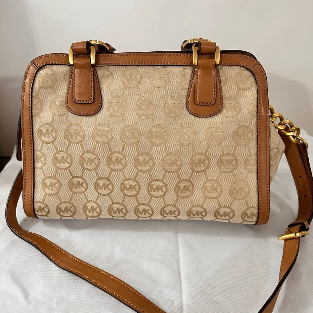 Michael Kors Cream and Tan Satchel